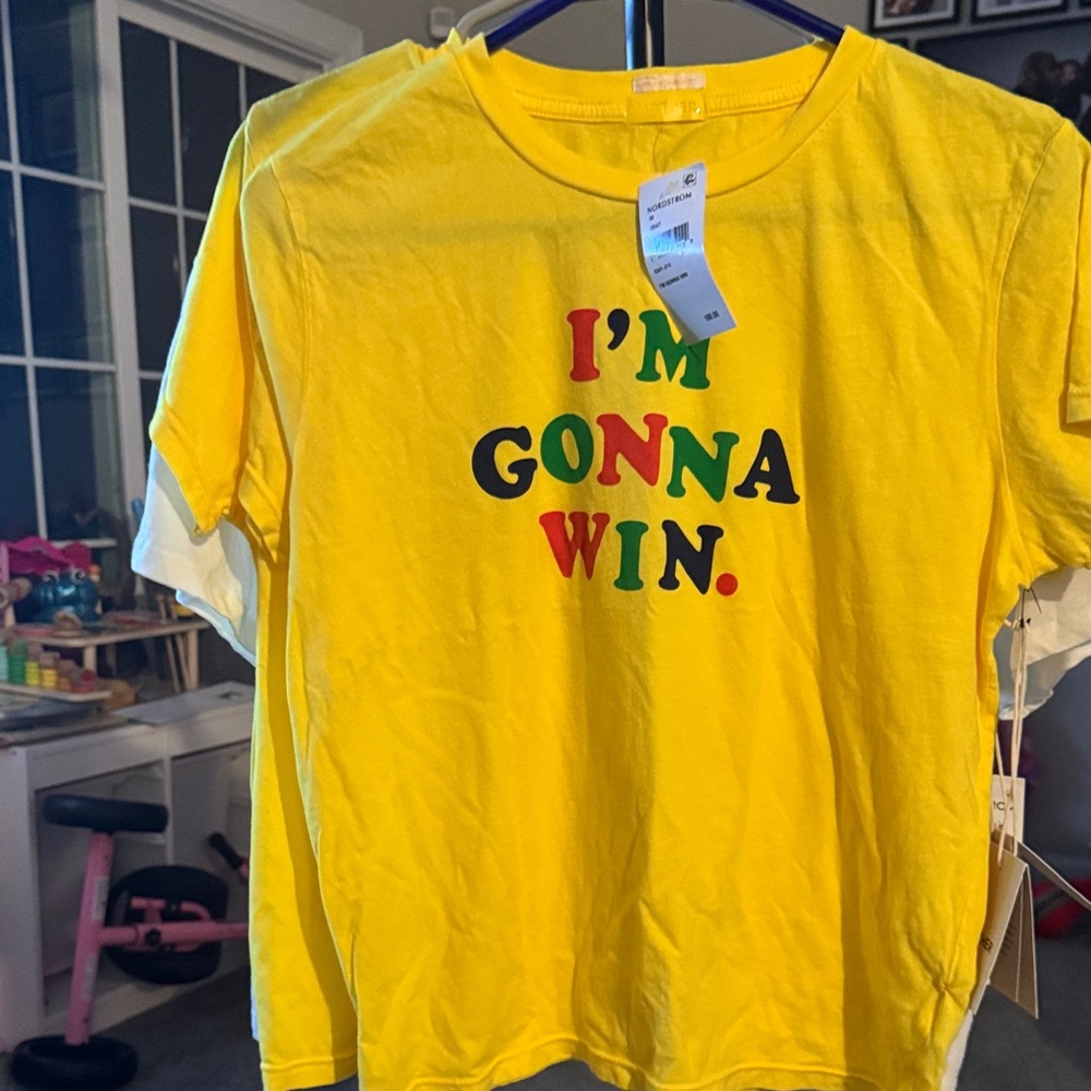 MOTHER Yellow Graphic Crop Top